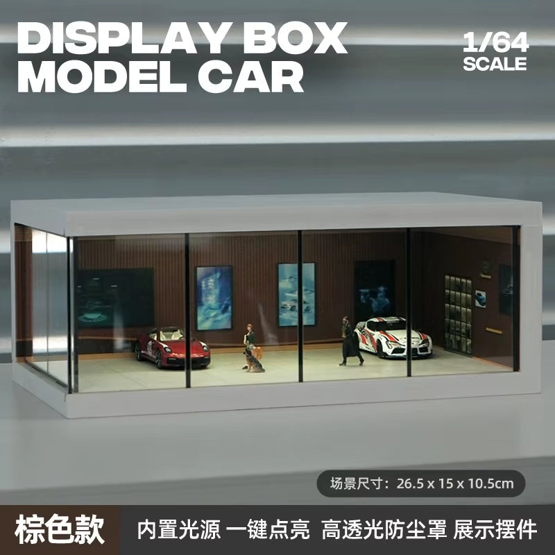 1/64 Car Showroom Dioramas Miniature Scene Layout Transparent Parking Lot Dust Cover Storage Boxes Display Case for Car Model