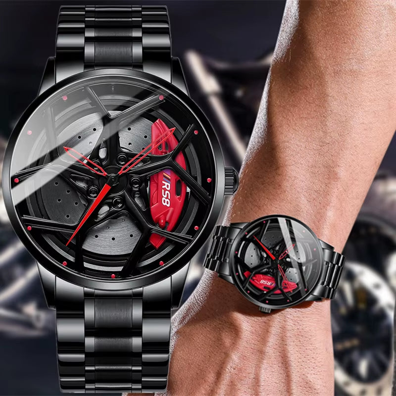 Real 3D Sport Car Wheel Rim Watch Fashion Unique Custom Wristwatch Men Waterproof RS8 Car Wheel Quartz Watch Relogio Masculino