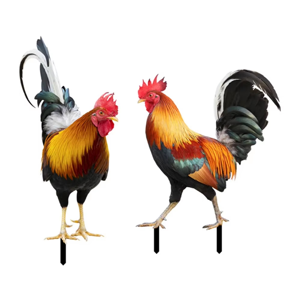 2PCS Decorative Garden Chicken Statue Ornamental Decoration of Yard and Garden Acrylic for Garden Patio Backyard Decoration