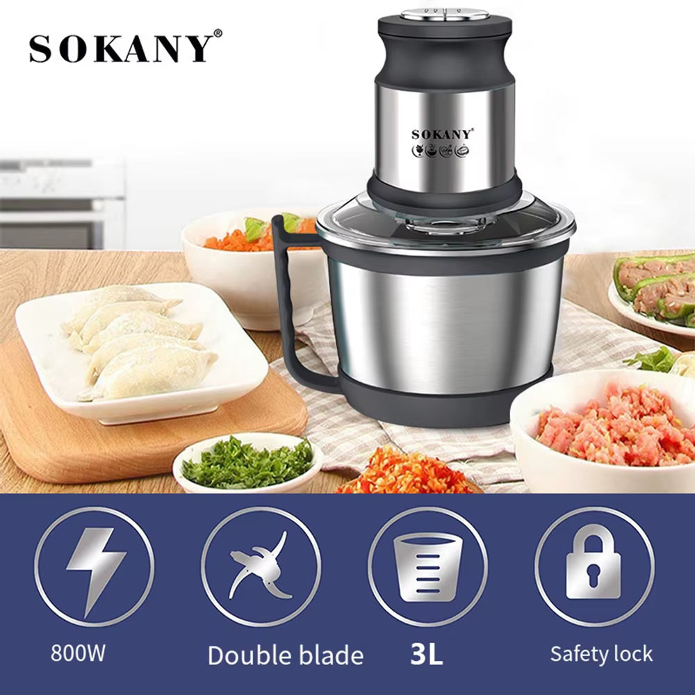 3L Electric Meat Grinder Food Processors Vegetable Chopper 800W Meat Mincer Mixer Crusher Blender for Kitchen 220V 