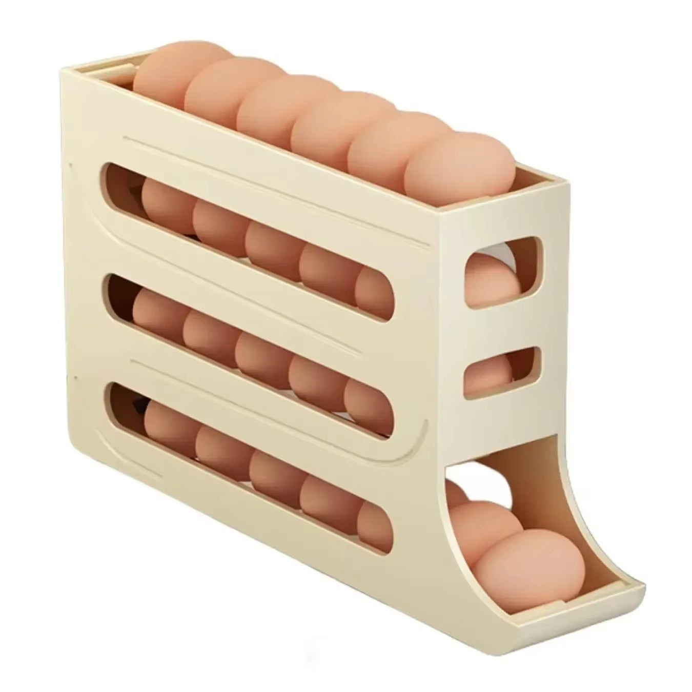 Kitchen Refrigerator Egg Storage Box 4 Tier Automatic Rolling Egg Holder Dispenser Large Capacity Egg Dispenser Fridge Organizer