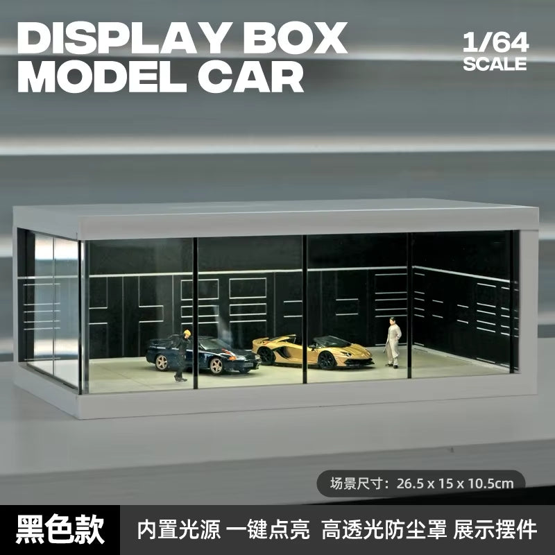 1/64 Car Showroom Dioramas Miniature Scene Layout Transparent Parking Lot Dust Cover Storage Boxes Display Case for Car Model