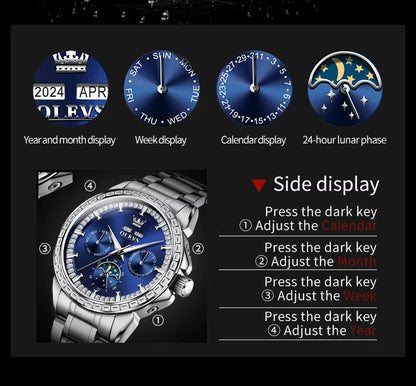 Automatic Mechanical Watch for Men High Quality Stainless Steel Waterproof Moon Phase Men'S Wristwatches Original Watches