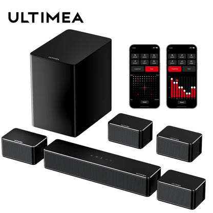 ULTIMEA 7.1 Surround Soundbar, 3D Virtual Surround Sound System with Subwoofer,2 Rear Speakers, Home Theater TV Speakers,Black 