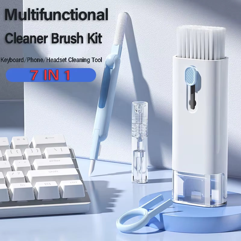 Multifunctional 7-In-1 Computer Keyboard Cleaner Brush Kit Earphone Cleaning Pen Phone Screen Cleaner Keycap Puller Kit