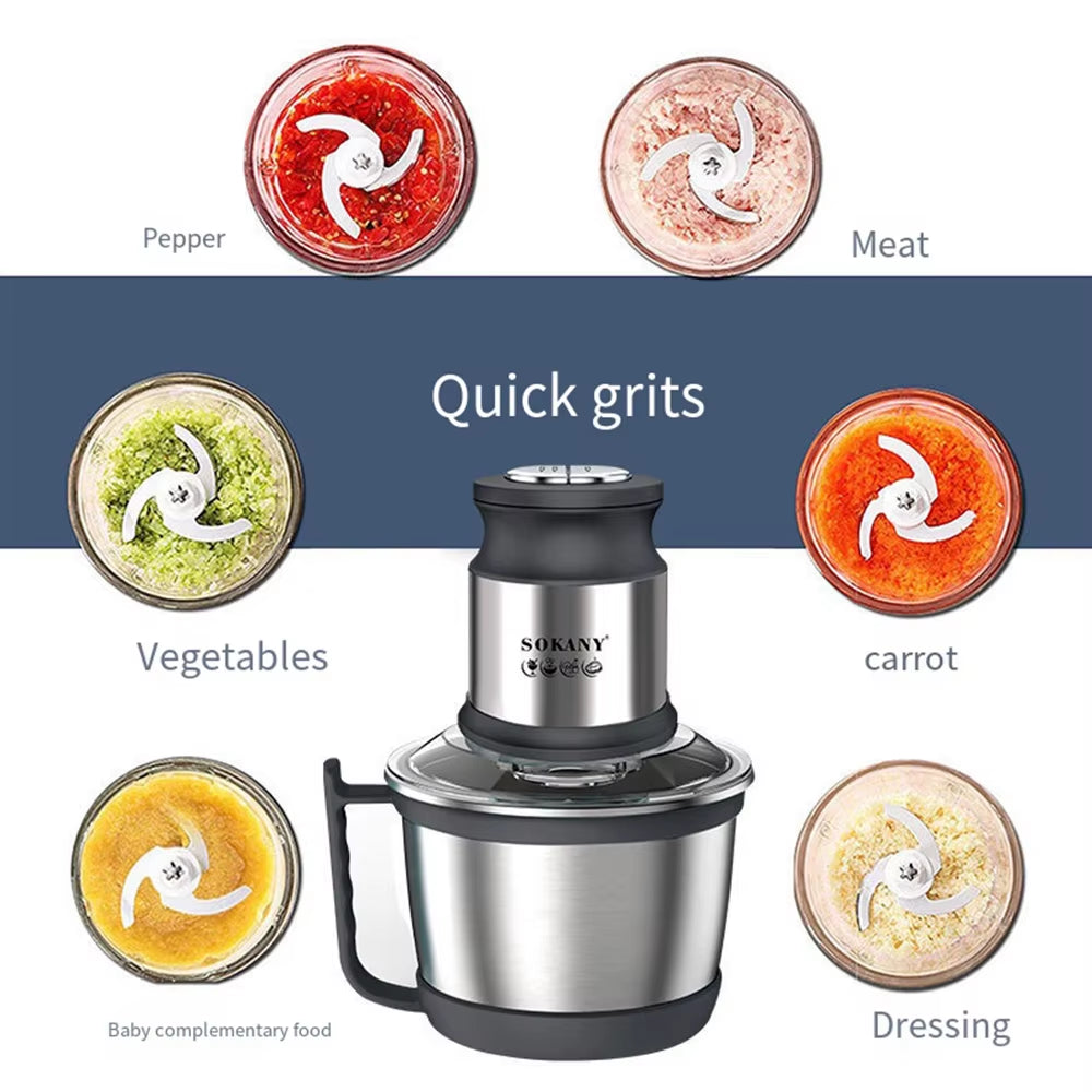 3L Electric Meat Grinder Food Processors Vegetable Chopper 800W Meat Mincer Mixer Crusher Blender for Kitchen 220V 