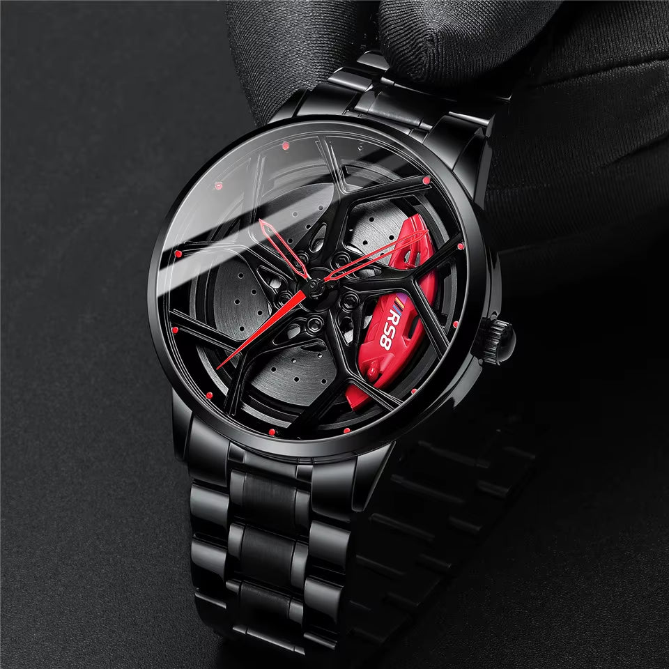 Real 3D Sport Car Wheel Rim Watch Fashion Unique Custom Wristwatch Men Waterproof RS8 Car Wheel Quartz Watch Relogio Masculino