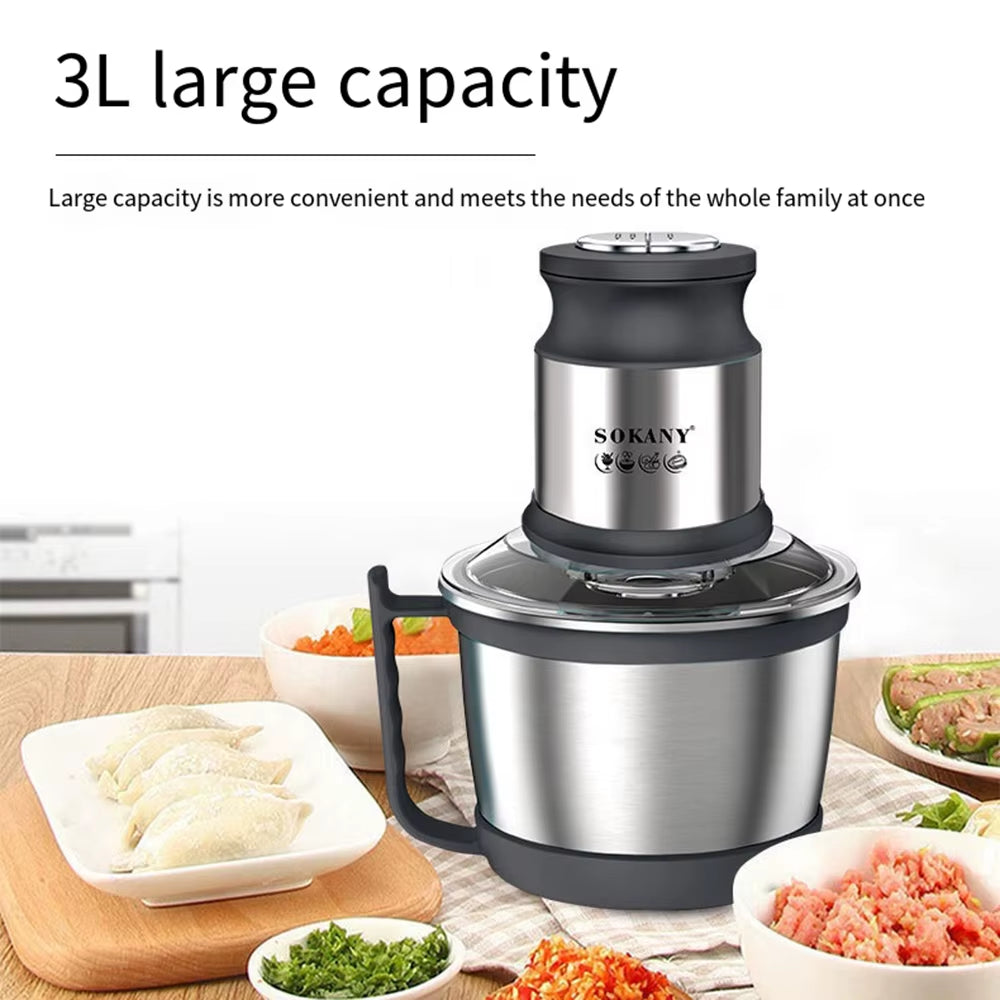 3L Electric Meat Grinder Food Processors Vegetable Chopper 800W Meat Mincer Mixer Crusher Blender for Kitchen 220V 