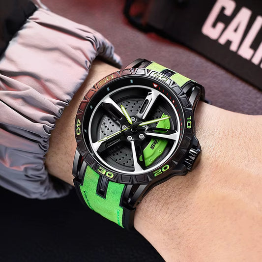 Original Relogio 3D Real Super Car Watch Waterproof Rotate Watches Car Rim Quartz Watch Men'S Sports 360° Spin for Men Clock