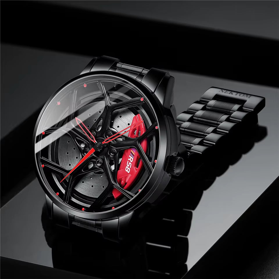 Real 3D Sport Car Wheel Rim Watch Fashion Unique Custom Wristwatch Men Waterproof RS8 Car Wheel Quartz Watch Relogio Masculino