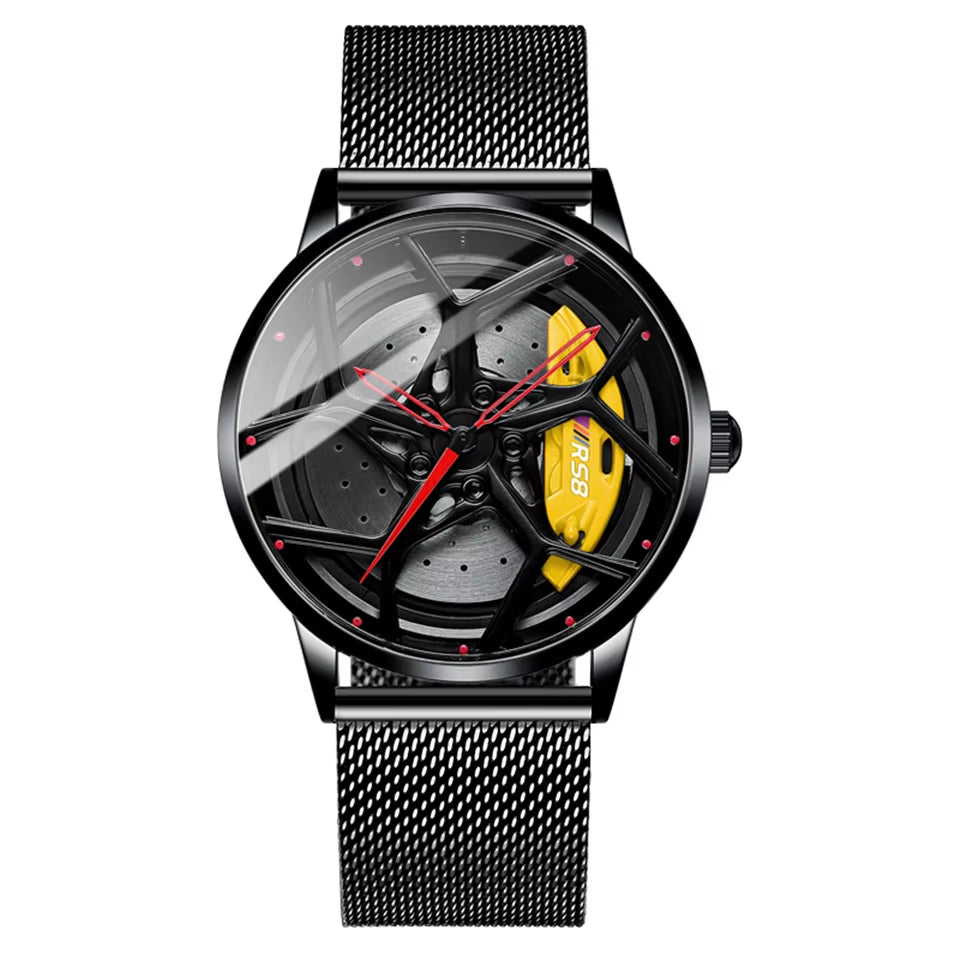 Real 3D Sport Car Wheel Rim Watch Fashion Unique Custom Wristwatch Men Waterproof RS8 Car Wheel Quartz Watch Relogio Masculino