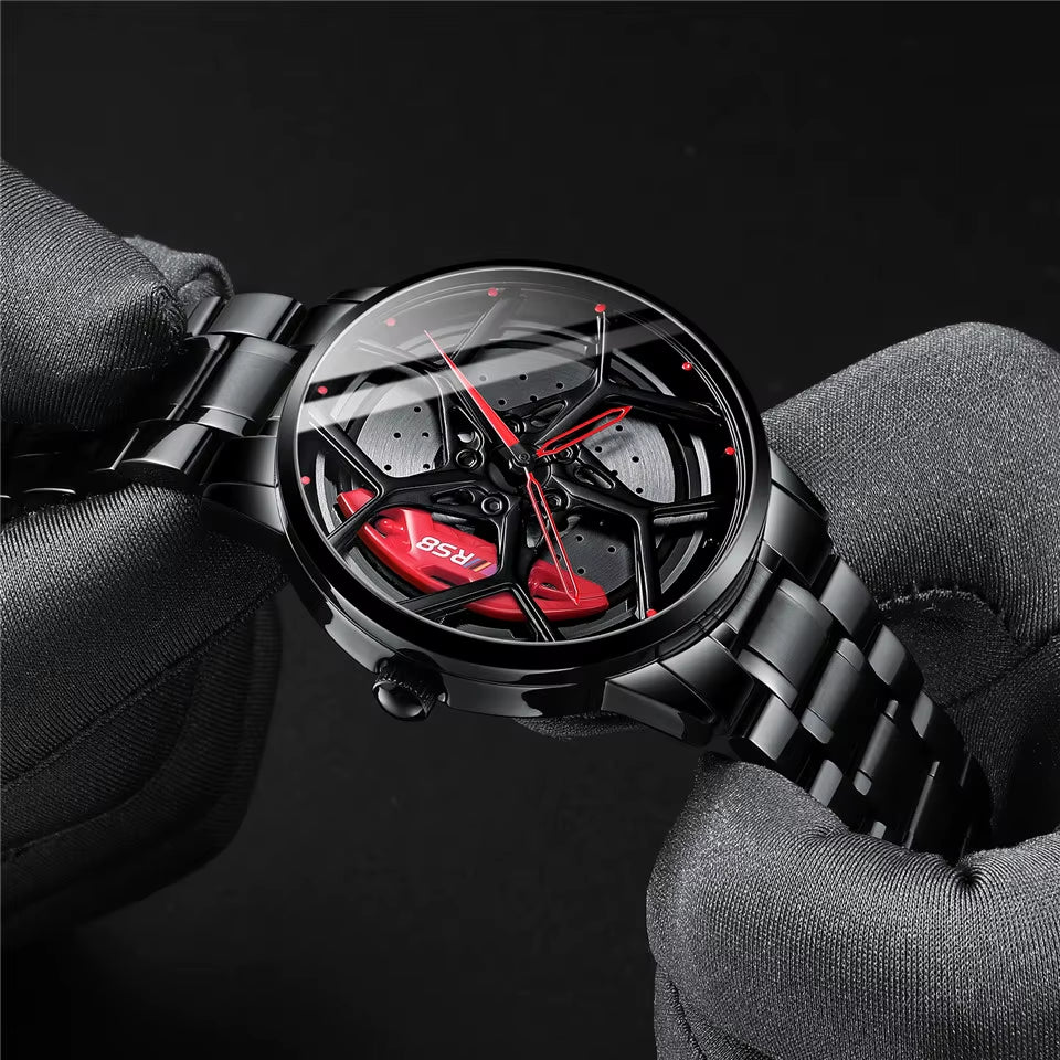 Real 3D Sport Car Wheel Rim Watch Fashion Unique Custom Wristwatch Men Waterproof RS8 Car Wheel Quartz Watch Relogio Masculino