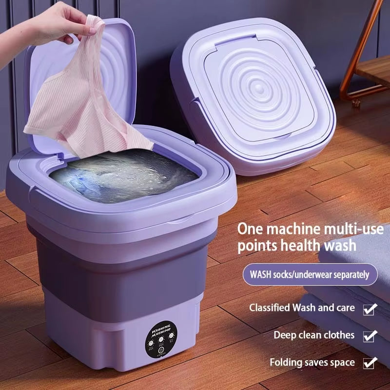 8L Foldable Mini Washing Machine Portable Socks Underwear Panties Retractable Home Washing Machine 3 Models with Spinning Dry