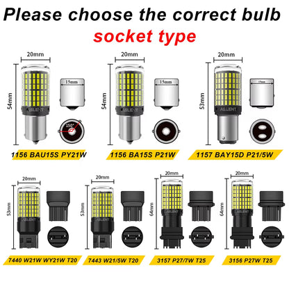 2 Pcs Led Flashing Light for Car Canbus Py21W 5W P21W Bau15S 1156 BA15S T20 W21/5W 3157 1157 Bulb 144Smd Signal Lamp Assembly