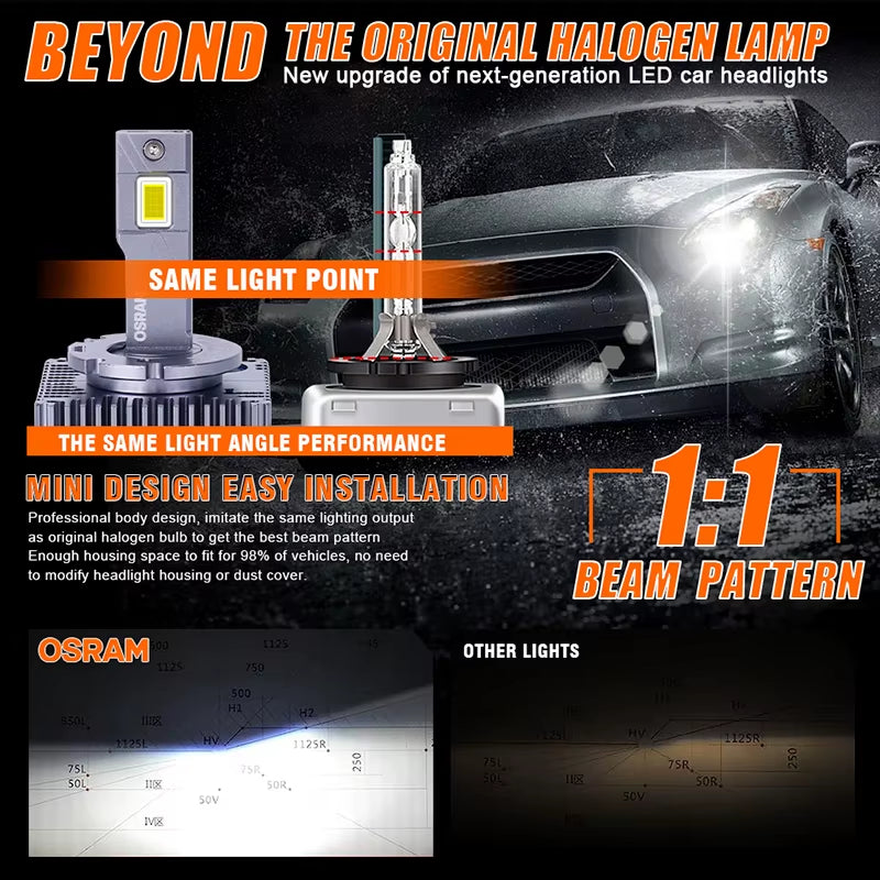 OSRAM D SERIES D3S LED Car Headlights Bulbs D1S Turbo Lights 6000K 45/90W Auto Lamp Plug&Play HID Conversion Kits Xenon UPGRADE