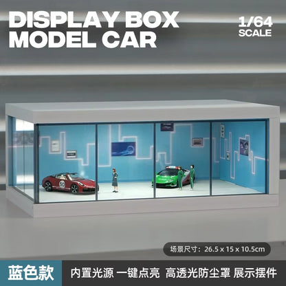 1/64 Car Showroom Dioramas Miniature Scene Layout Transparent Parking Lot Dust Cover Storage Boxes Display Case for Car Model