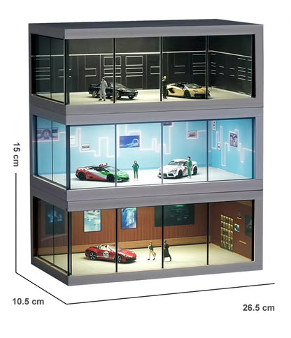 1/64 Car Showroom Dioramas Miniature Scene Layout Transparent Parking Lot Dust Cover Storage Boxes Display Case for Car Model